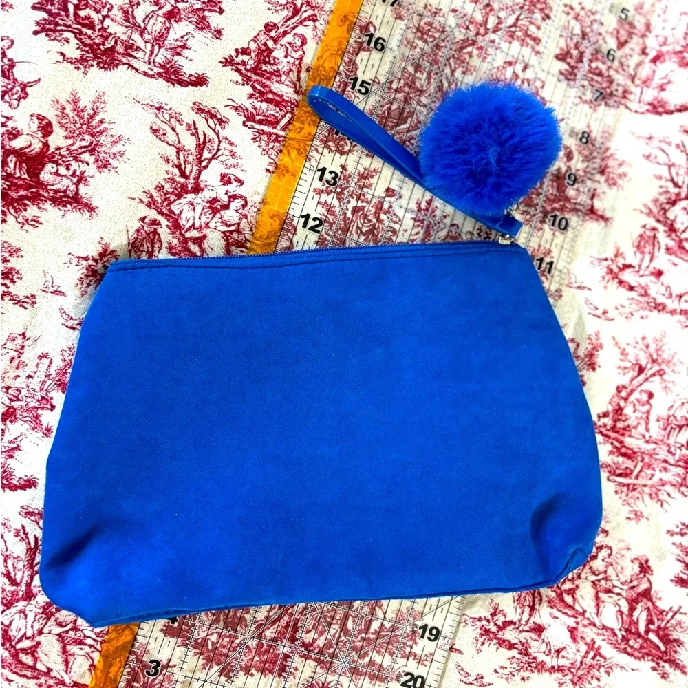 Lancome Cosmetic / Clutch Bag & Puffball keychain in 2026’s Primary Klein Blue!